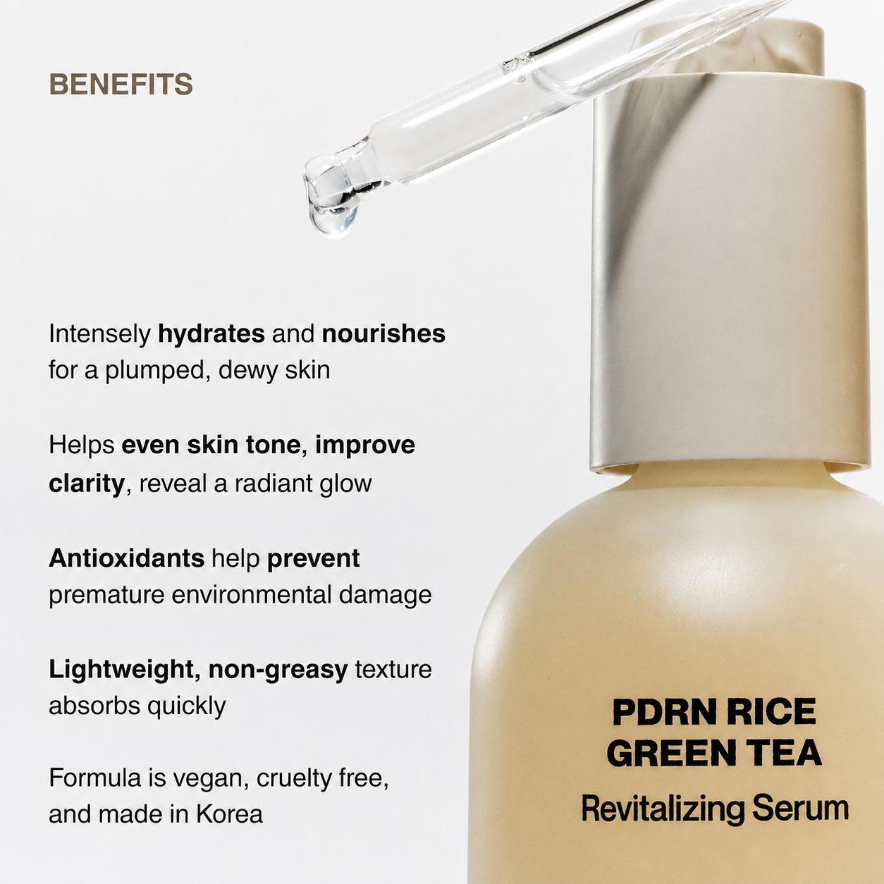 PDRN Rice & Green Tea Revitalizing Serum with Rice PDRN, Green Tea, Niacinamide & Hyaluronic Acid, Nourished, Dewy, Radiant Skin 50ml image 2